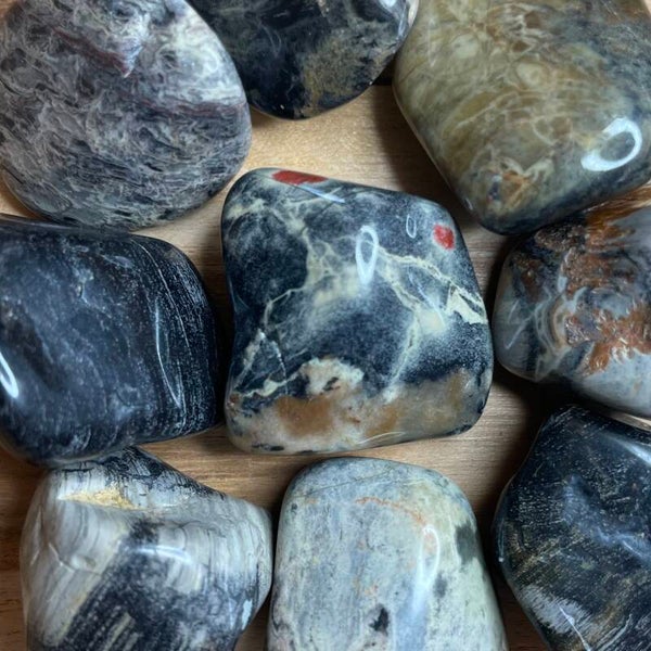 Silver leaf jaspis trommelsteen