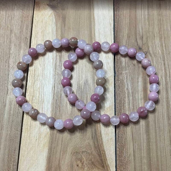Thuliet met rozenkwarts armband ca. 0,6 cm