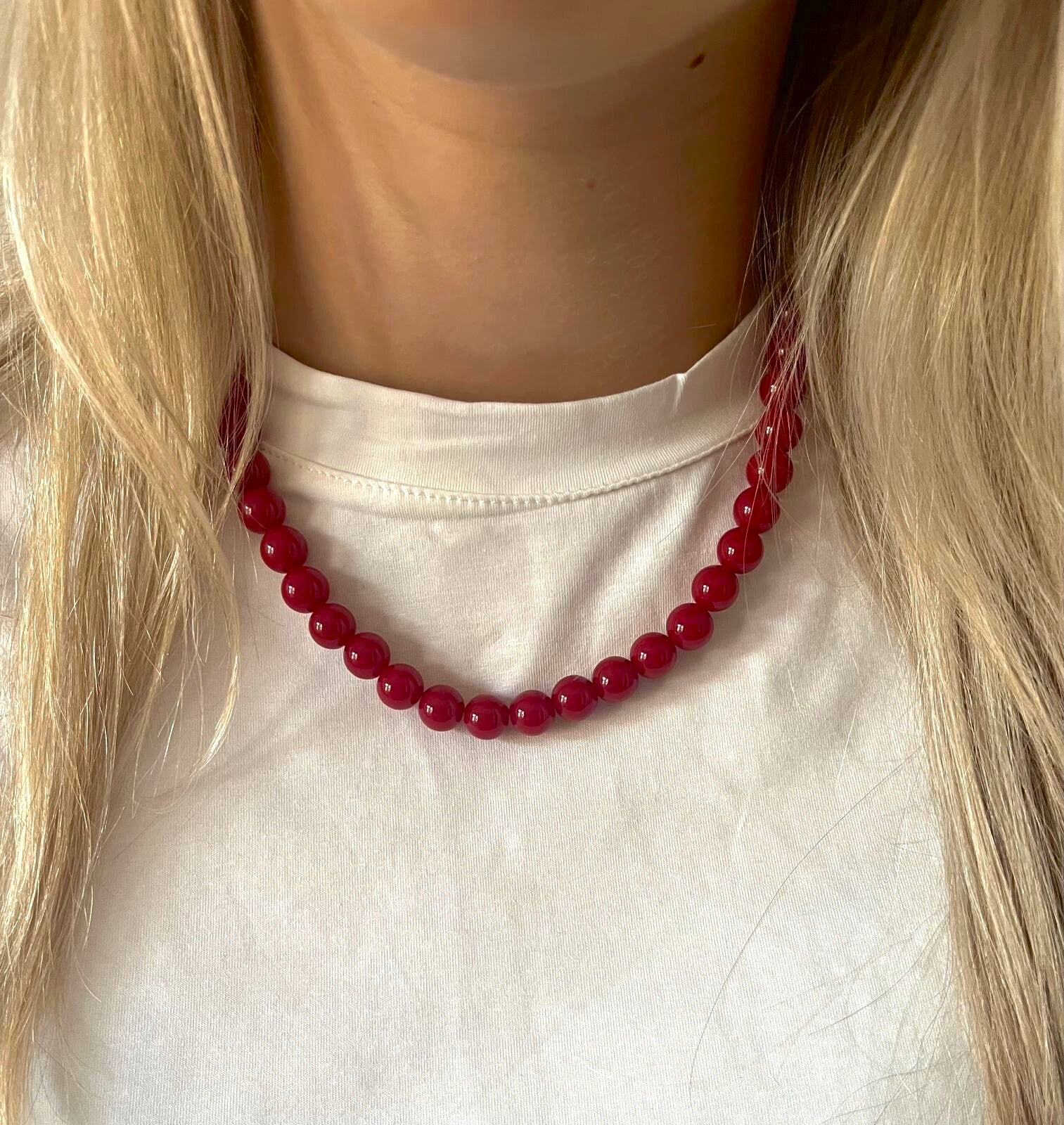 Kralen ketting Wine Red