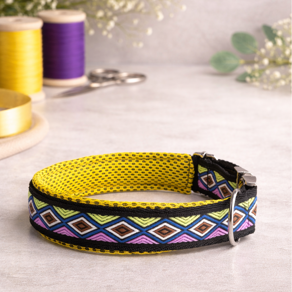 Hundehalsband "bunte Rauten"