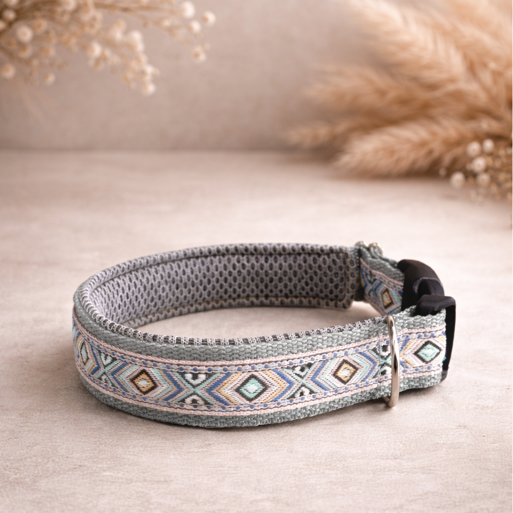 Hundehalsband "graue Rauten"