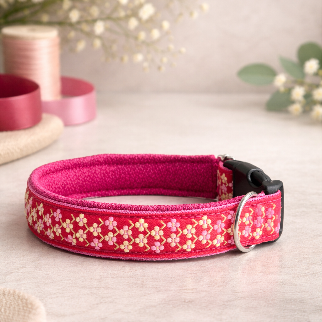 Hundehalsband "rosa Blümchen"