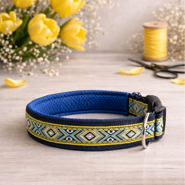 Hundehalsband "gelbe Rauten"