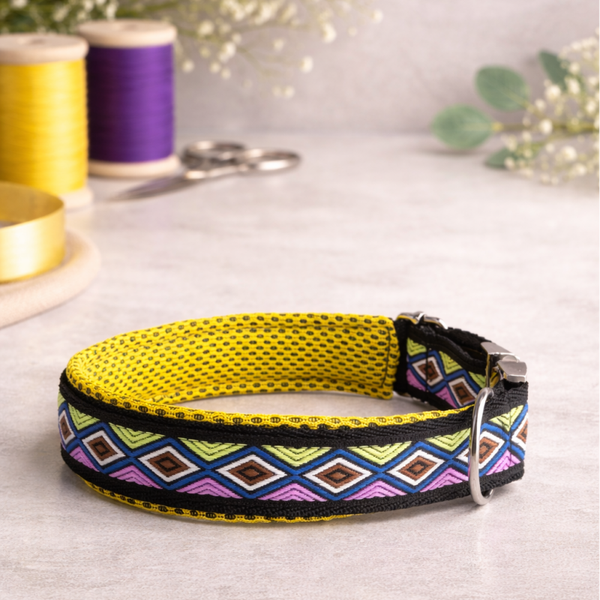 Hundehalsband "bunte Rauten"