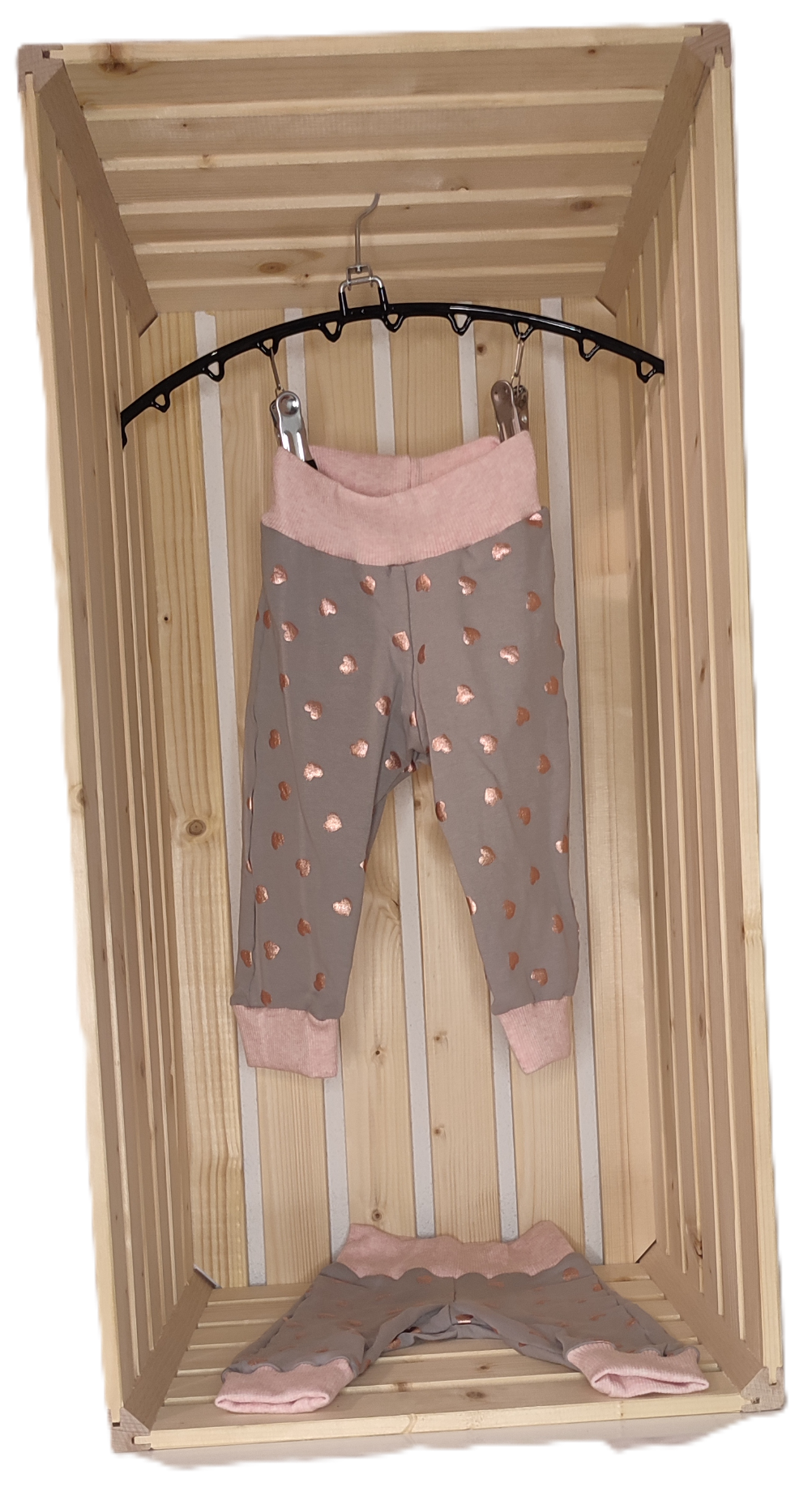 Hose - graue Herzen/rosa