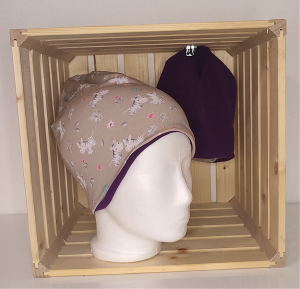 Beanie - Zebra/violett