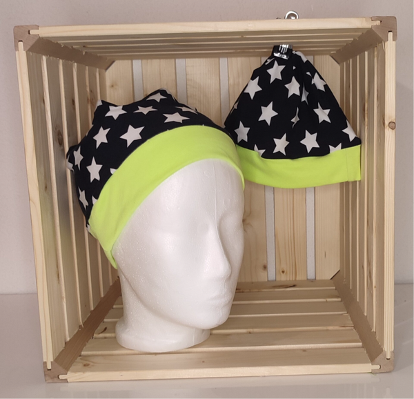 Mütze - Sternen/neongelb