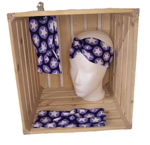 Stirnband-dunkelviolett mit Sternen (rund)