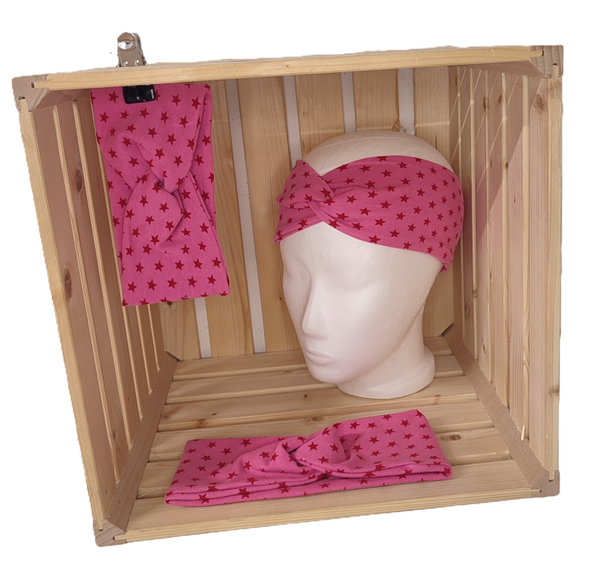 Stirnband-pink mit kleinen Sternen