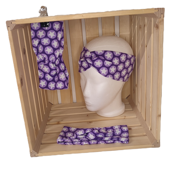 Stirnband-violett mit Sternen (rund)