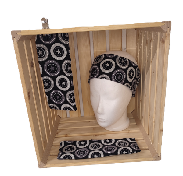 Stirnband-schwarz mit grauen Sternen