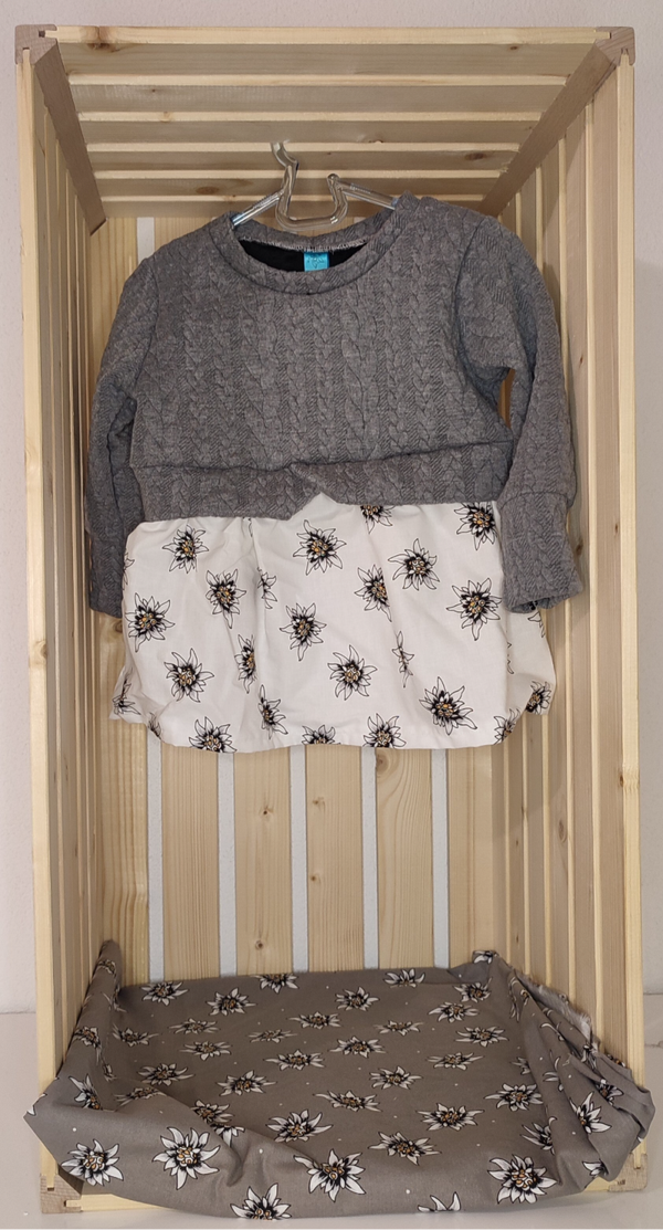 Pulli mit Schösschen - grau/weiss