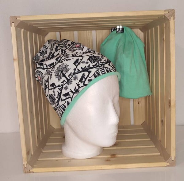 Beanie - Scherenschnitt/mint