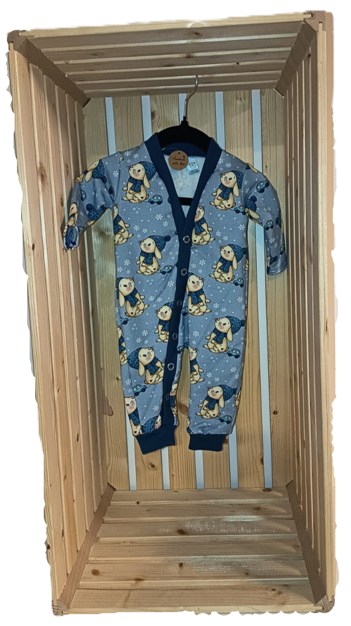 Strampler - Winterhase (blau)