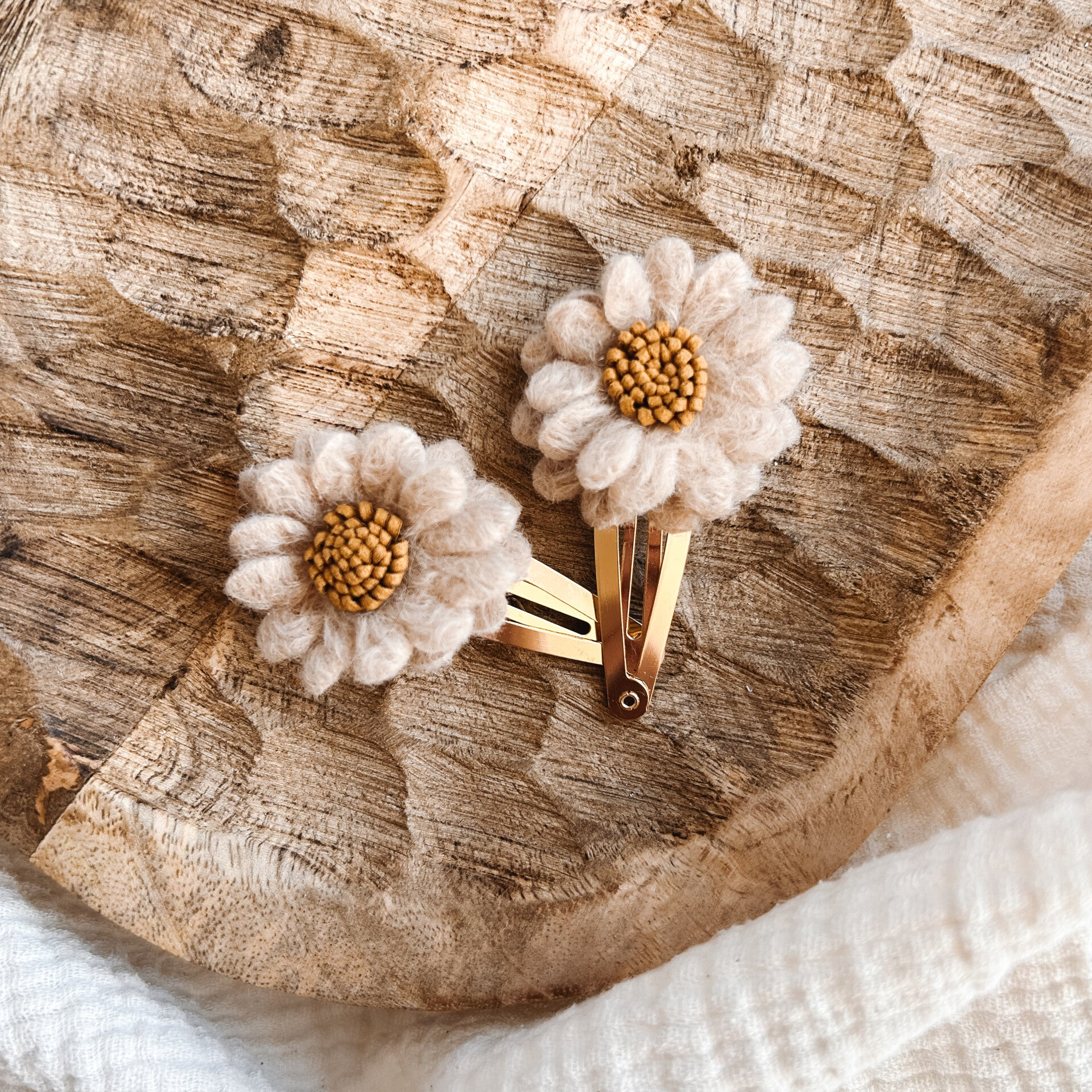 Duo Klikklak  - Wool flower beige