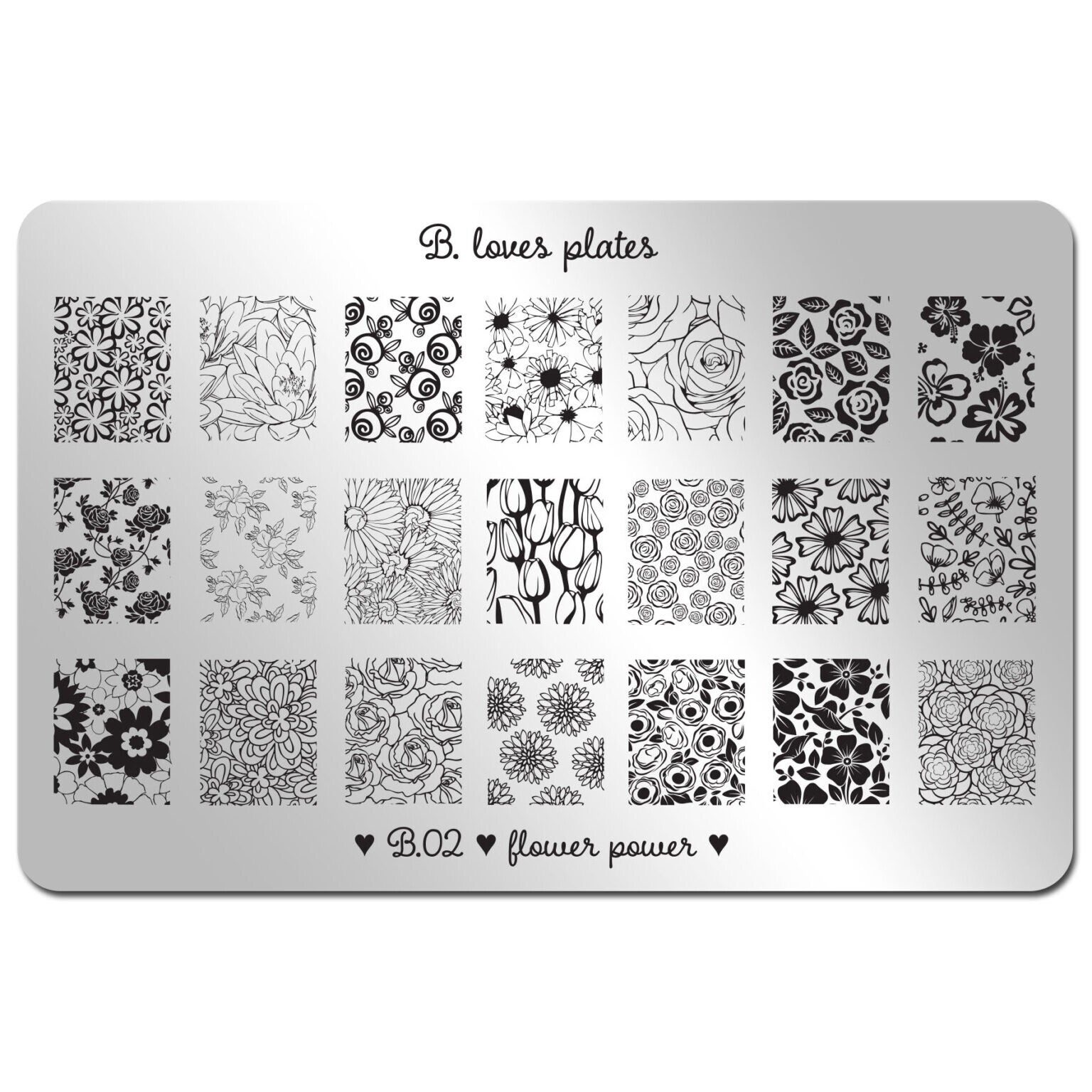 B.02 flower power – stamping plate floral B.LOVES PLATES