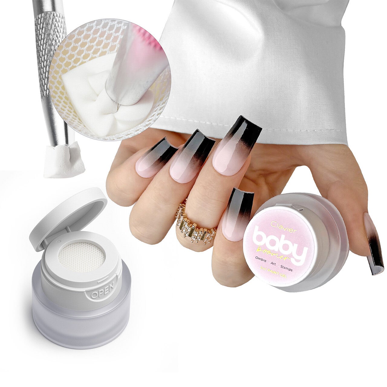 Baby Boomer gel 3in1 Clavier, Ombre, Art, Stamps, C07 "Femme Fatale", 3g. CLAVIER