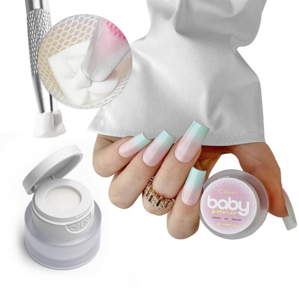 Baby Boomer 3-in-1 Gel, Ombre, Art, Stamps, P12 "Mintelle", 3g. CLAVIER