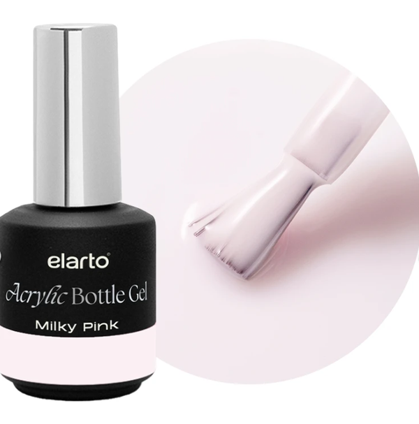 Acrylic Bottle Gel Milky Pink 15ml ELARTO