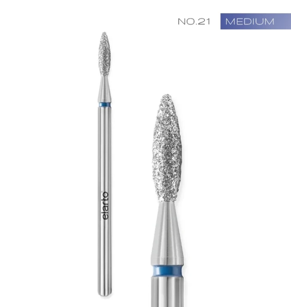 Cuticle bit No. 21 teardrop/flame 2.5x8mm with diamond coating for cuticles ELARTO