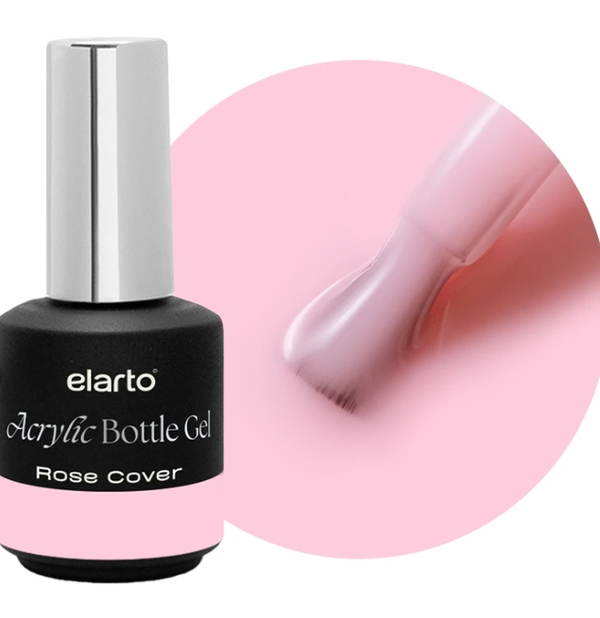 Acrylic Bottle Gel Rose Cover 15ml ELARTO