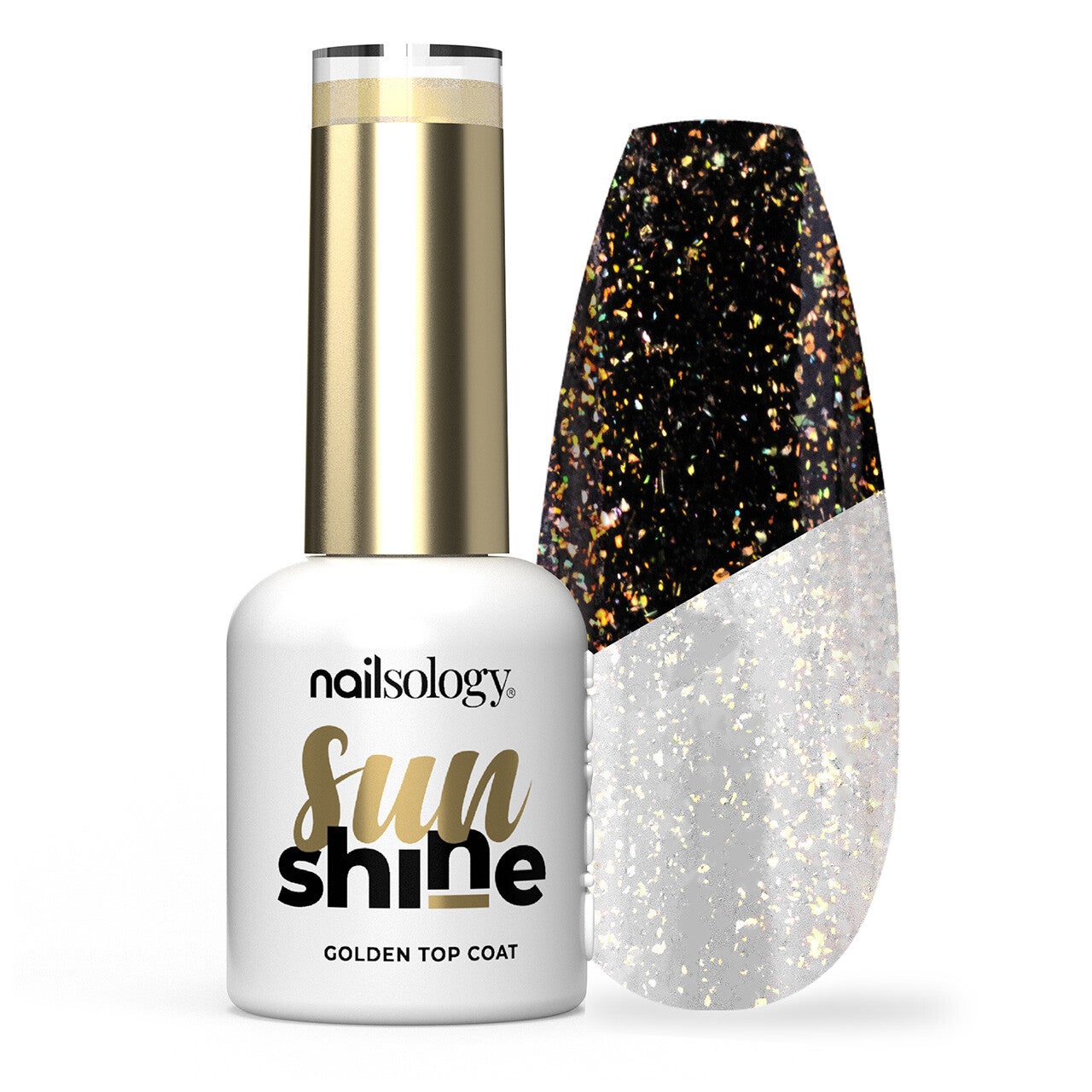Nailsology Sun Shine Glitter Top, Gold Glitter, 8ml CLAVIER