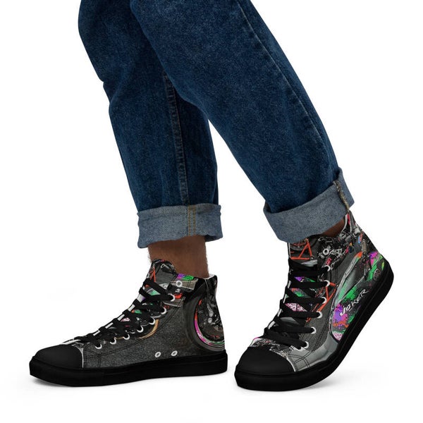 Men's High Top Canvas Shoes with Joker motorbike
