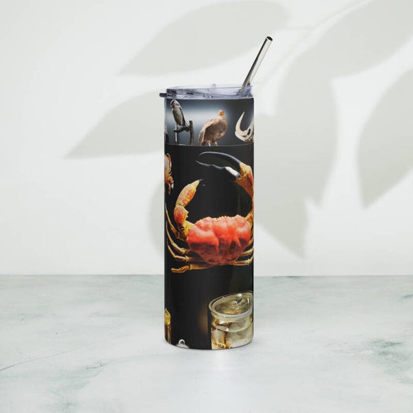 All over printed stainless steel tumbler with red crab