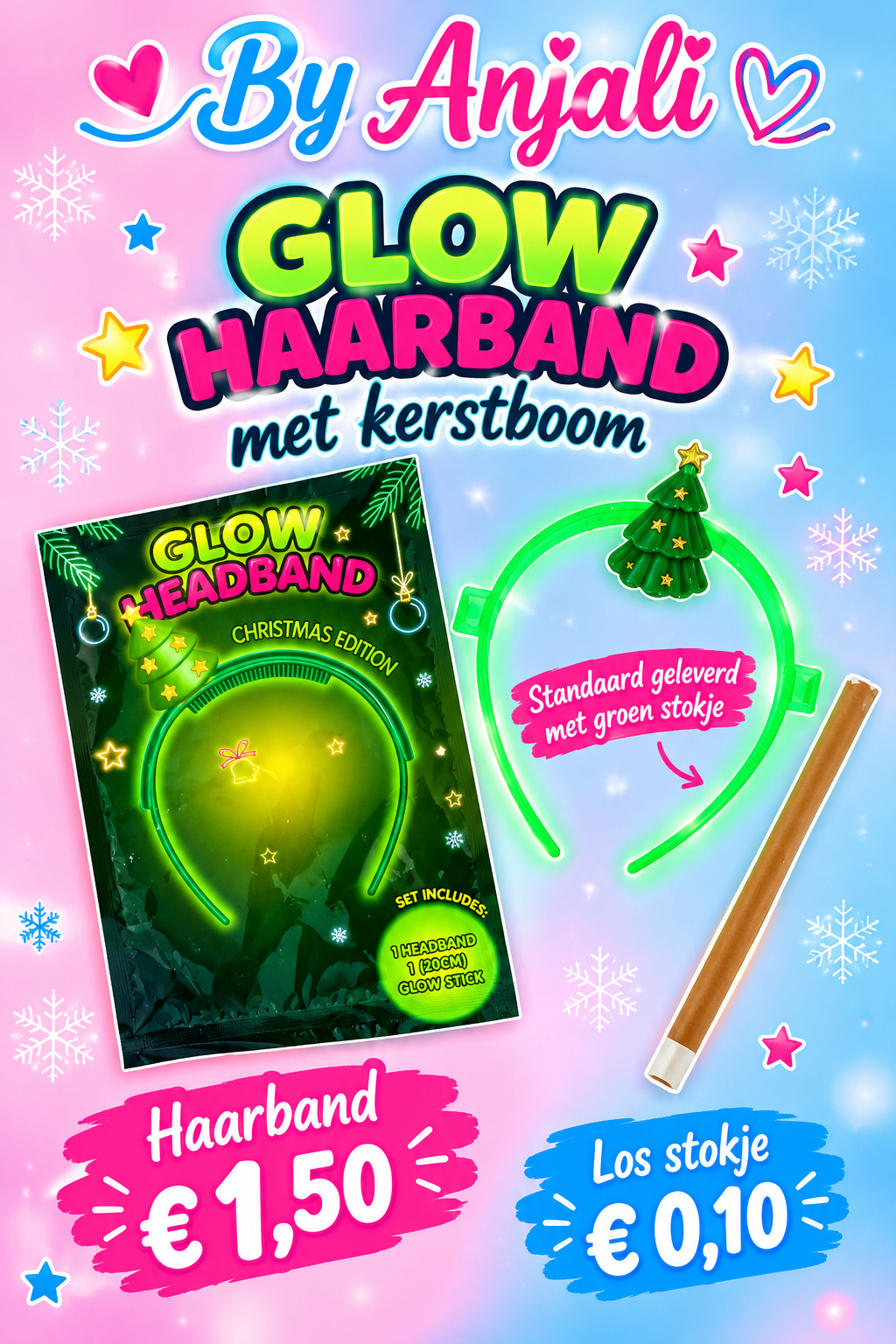 Glow Haarband met kerstboom
