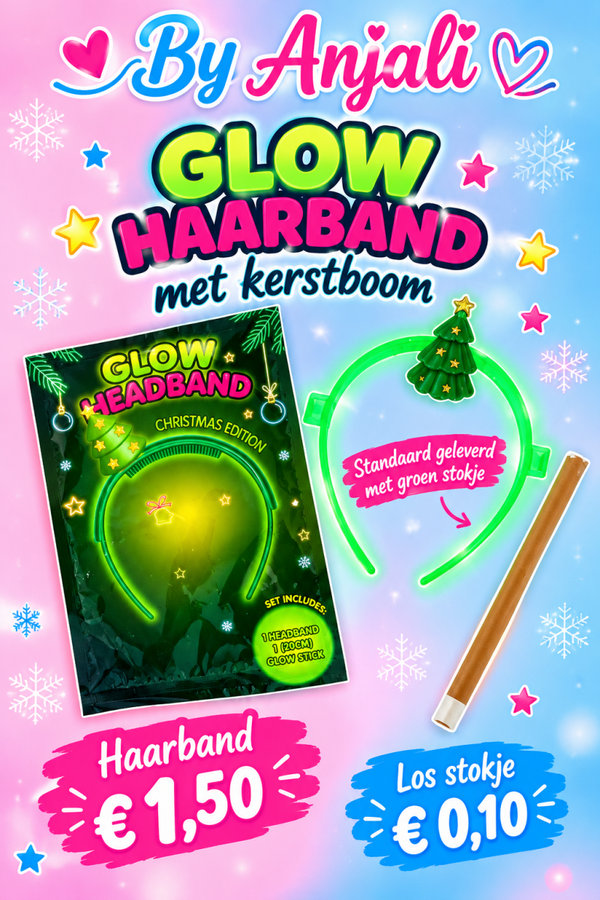 Glow Haarband met kerstboom