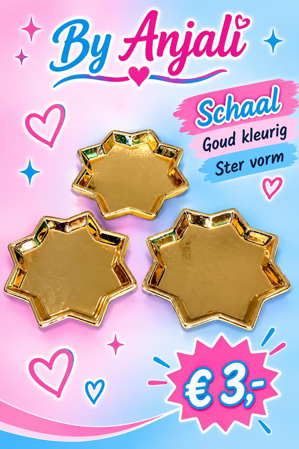 Schaal Ster Vorm, Goud kleurig