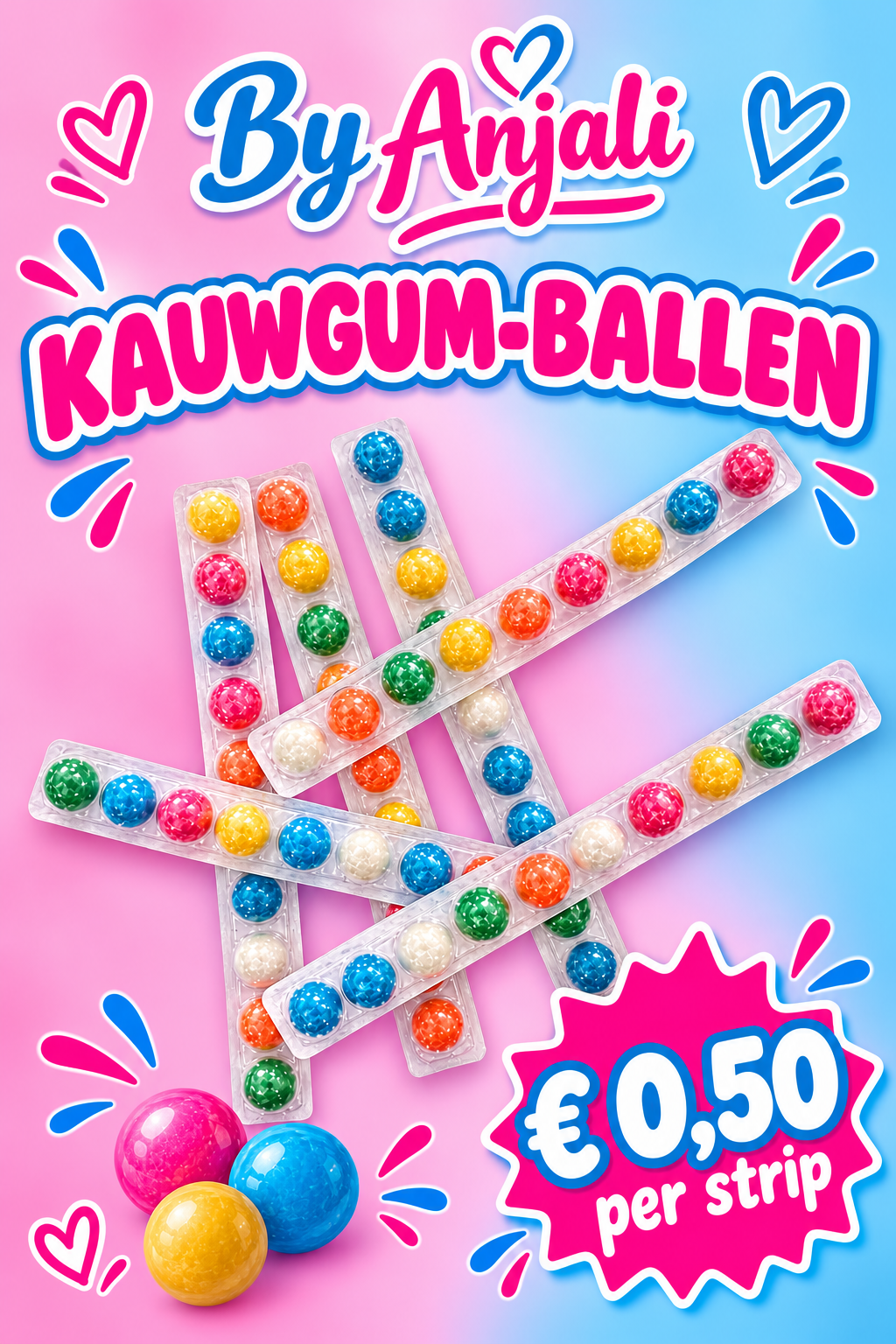 kauwgum ballen (per strip)