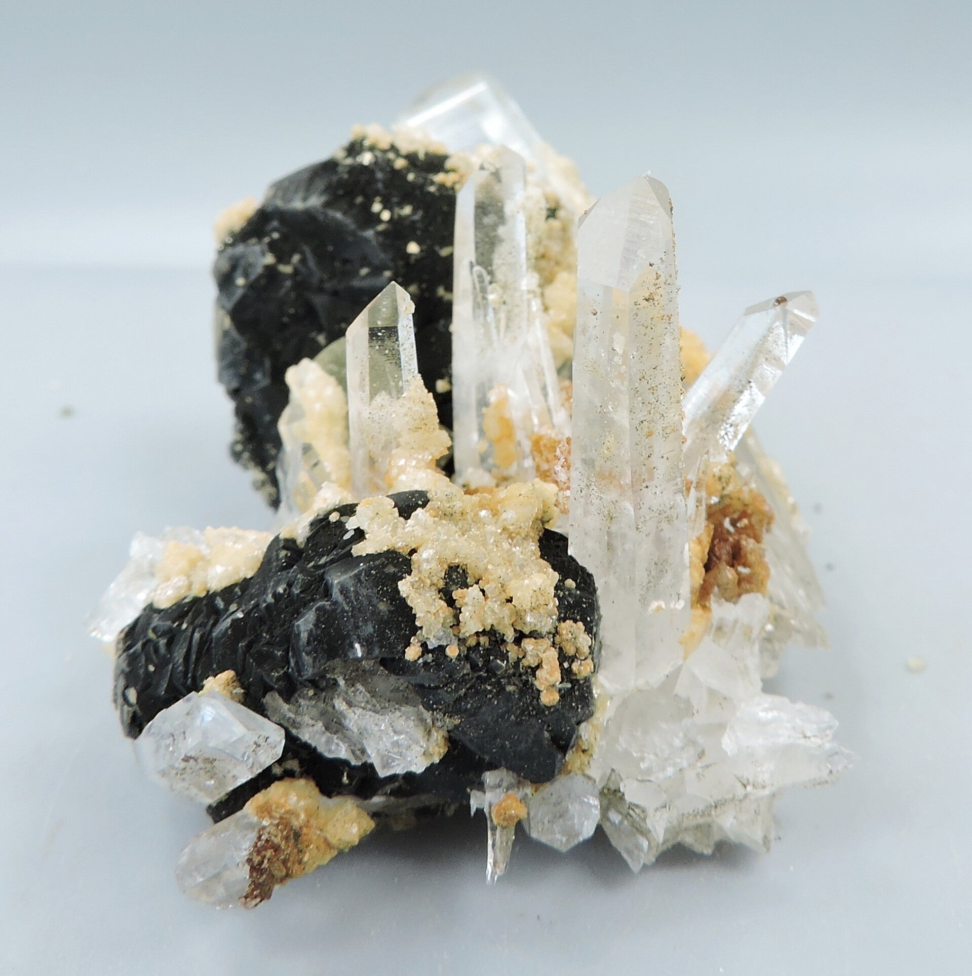 Intriguing mineral specimen with bournonite, dolomite, quartz and pyrite from Kosovo – miniature