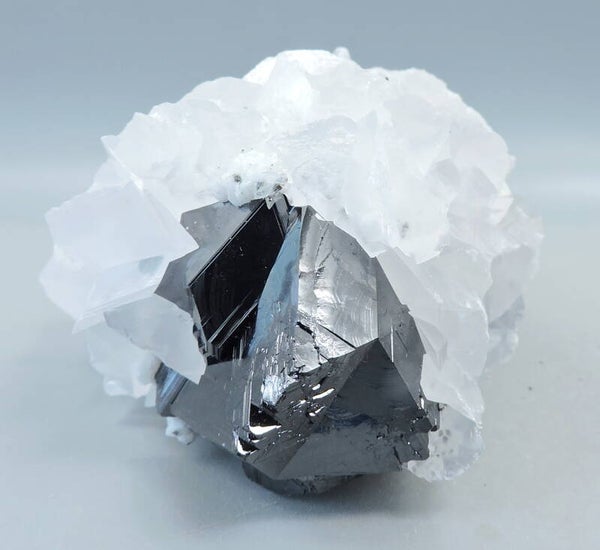 Calcite crystals on  sphalerite from Kosovo – miniature