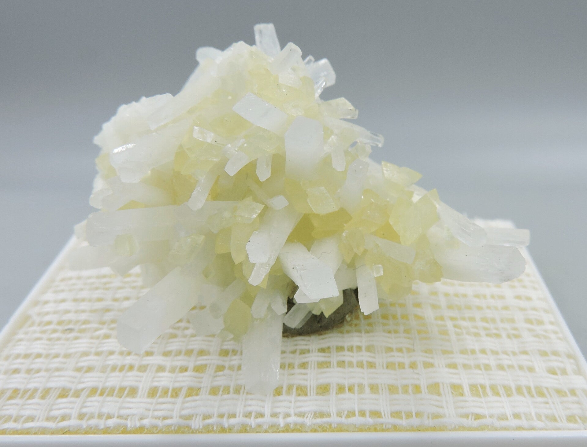 Celestine with fluorescent calcite from Poland – miniature