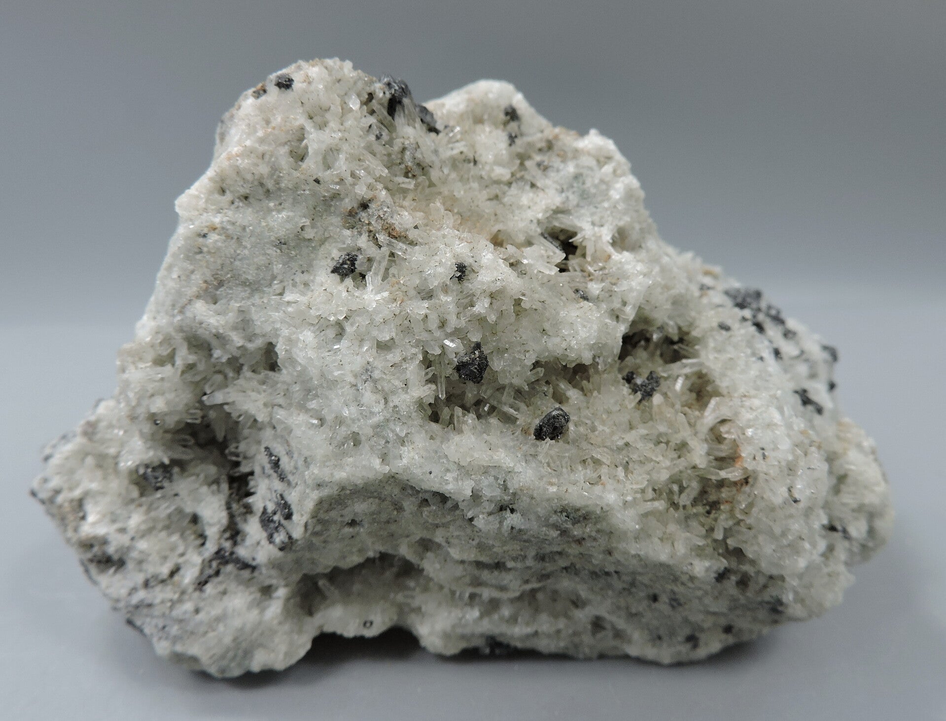 Bournonite and needle quartz from Romania – cabinet size