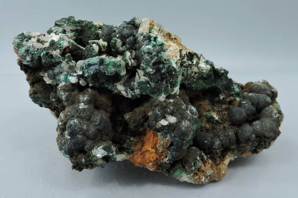 Malachite, cerussite and dioptase from Congo – old find – cabinet size