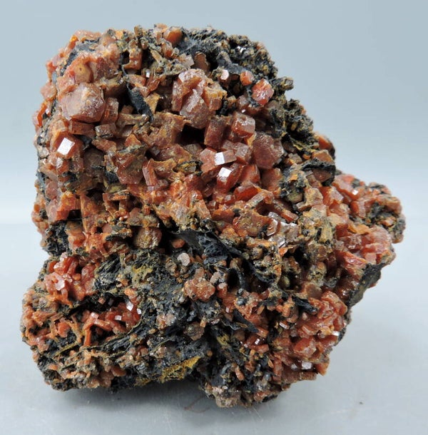 Vanadinite on goethite from Morocco – old find – miniature