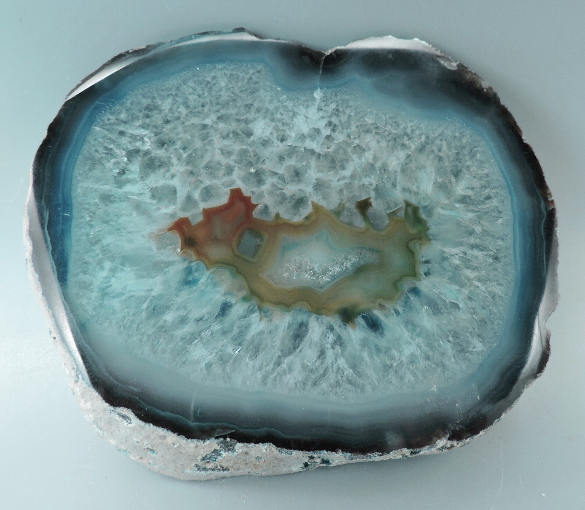 Blue dyed agate slice from Brazil – large cabinet size