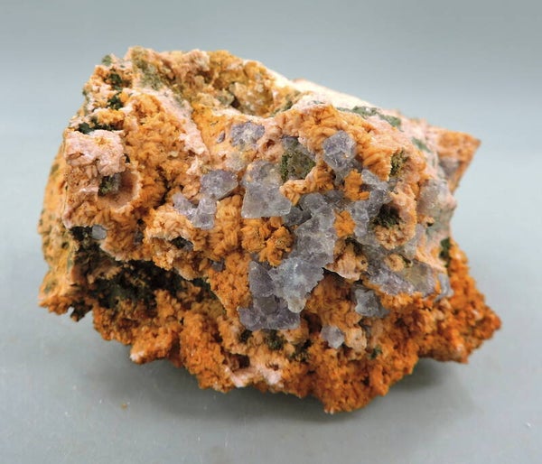 Fluorite on feldspar from Norway – fluorescent – miniature