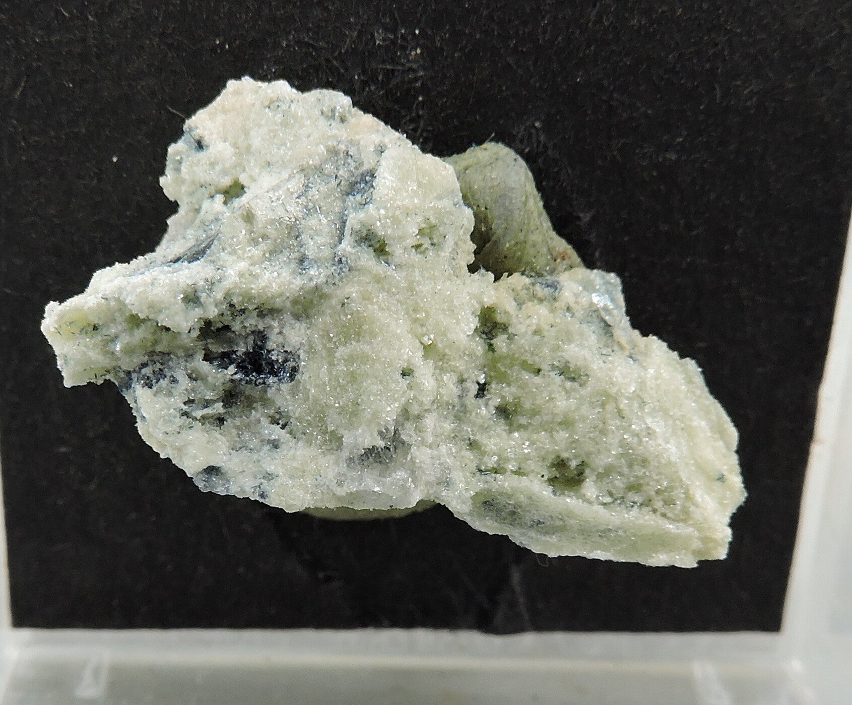Schorl in muscovite var. gilbertite from the UK – micromount thumbnail