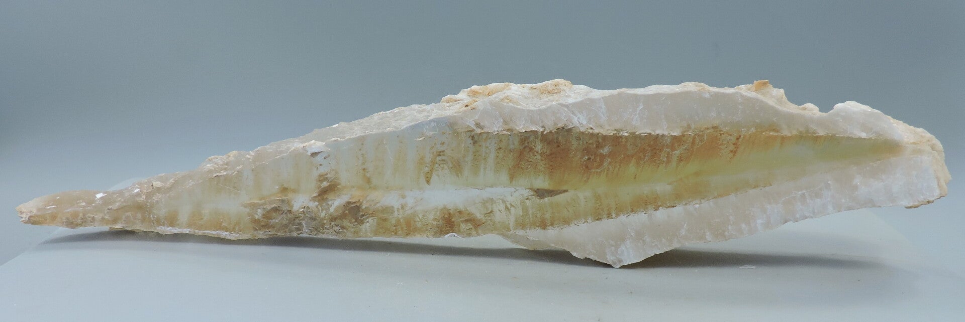 Gypsum var. selenite with clay inclusions from Spain – large cabinet size