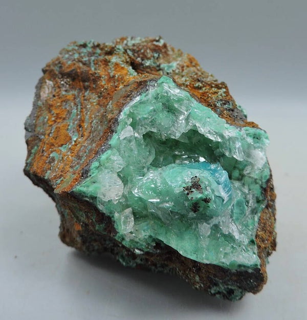 Malachite covered with calcite from the Ojuela mine, Mexico – miniature