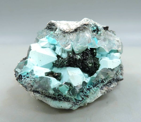 Baryte, malachite and chrysocolla from Congo – miniature