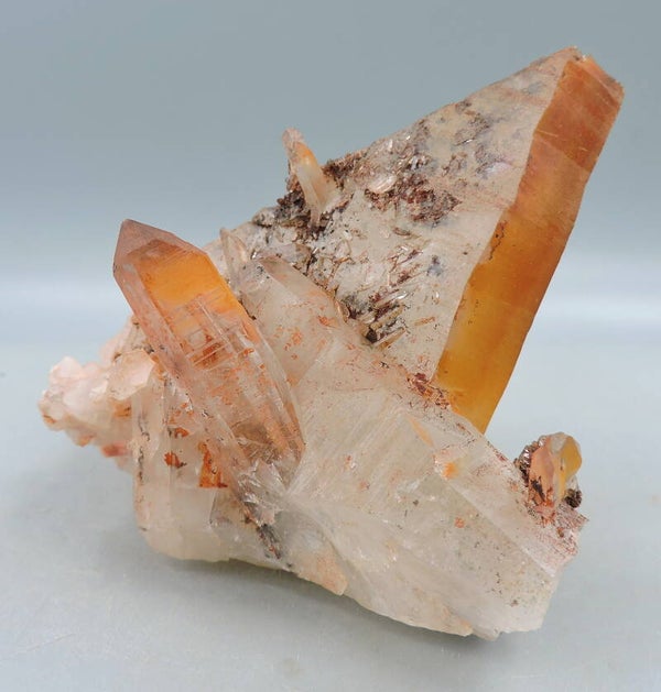 Quartz crystal cluster with hematite from Morocco – cabinet size