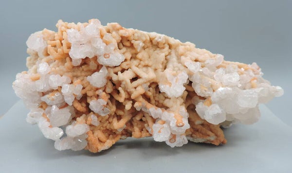 Pink fluorescent calcite on rhodochrosite from Kosovo – large cabinet size
