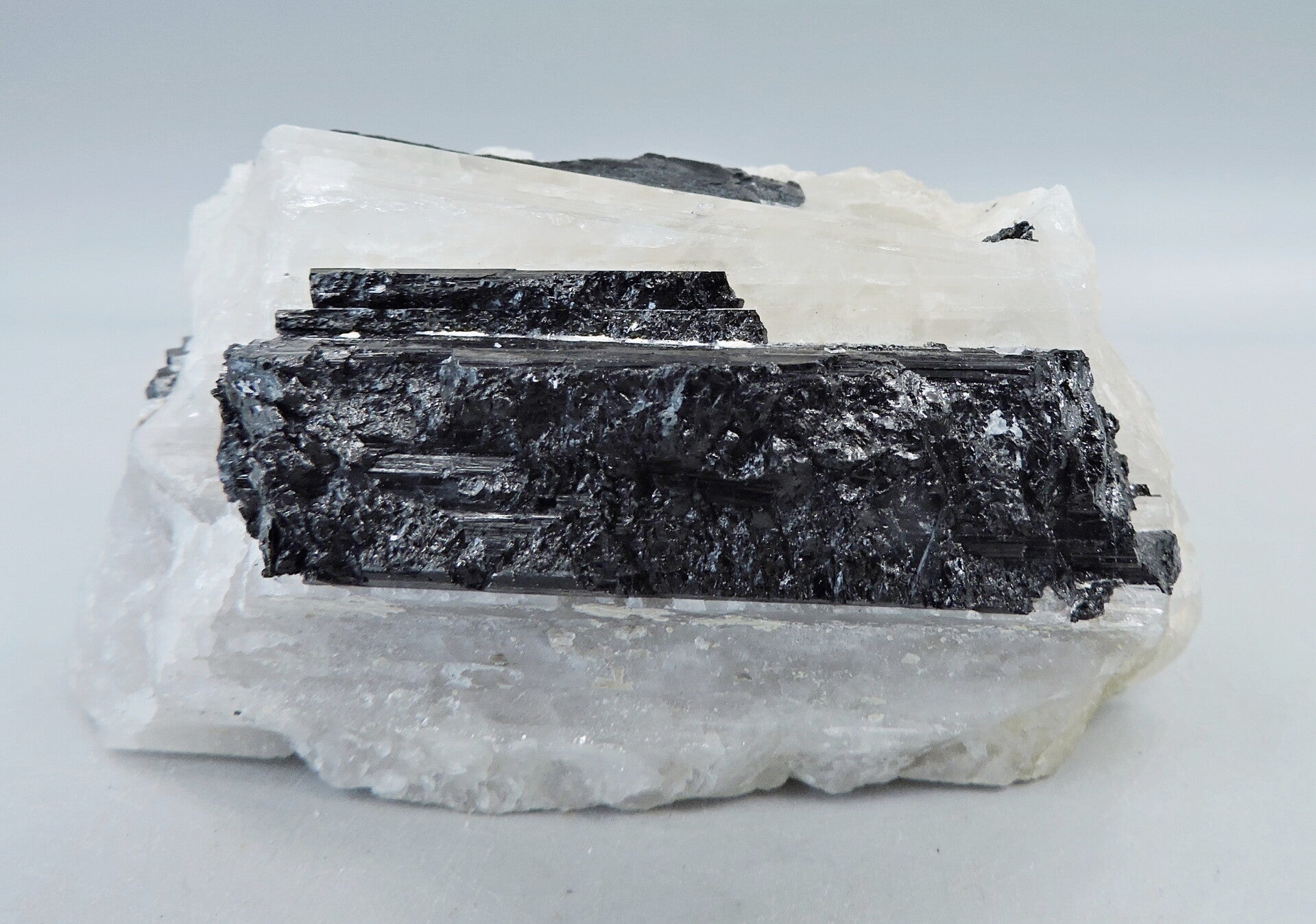 Schorl on quartz from Brazil – miniature