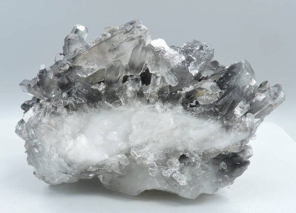 Quartz and smokey quartz crystal cluster from Pakistan – cabinet size