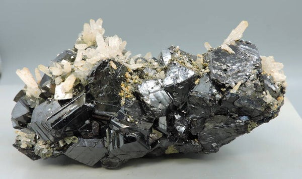 Quartz and pyrite on sphalerite from Kosovo – cabinet size