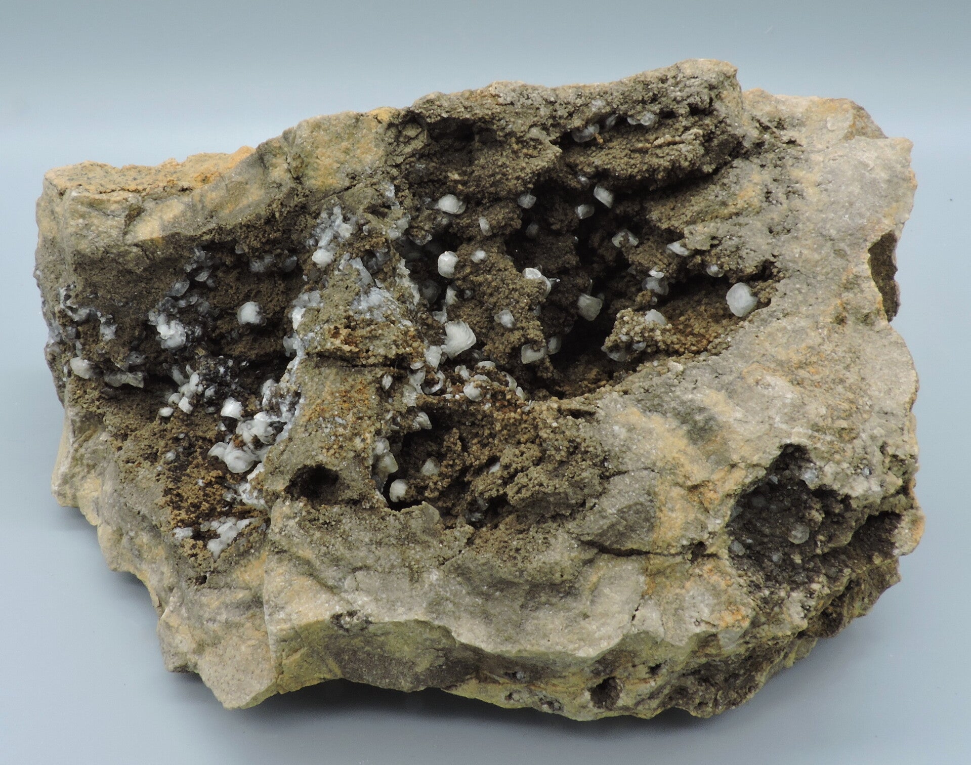 Calcite and dolomite with manganese oxydes from Germany – large cabinet size